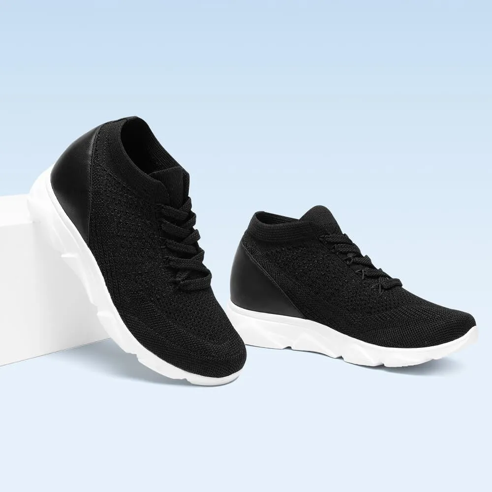 6 CM/2.36 Inches CMR CHAMARIPA High IncreasingSneakers For Women - Breathable Black Knit