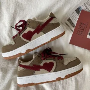 Amozae-Back To School Gifts Embroidered Heart Patch Sneakers