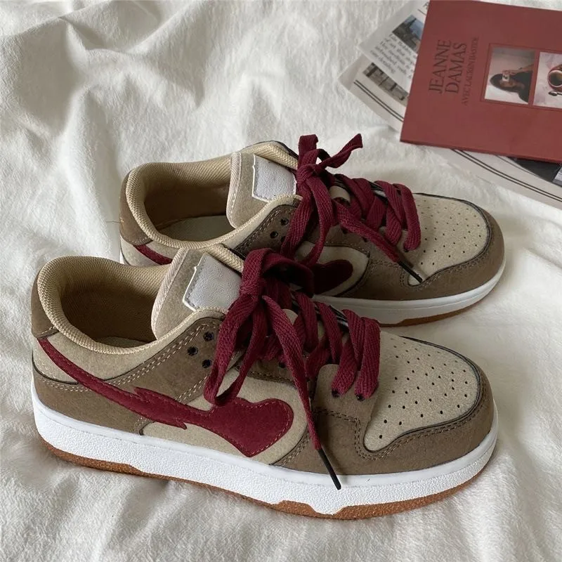 Amozae-Back To School Gifts Embroidered Heart Patch Sneakers