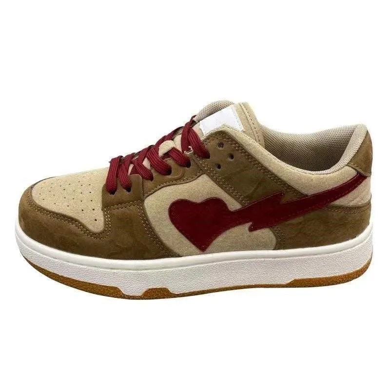 Amozae-Back To School Gifts Embroidered Heart Patch Sneakers
