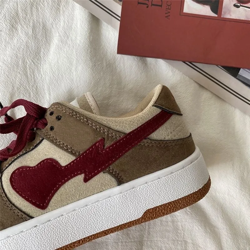 Amozae-Back To School Gifts Embroidered Heart Patch Sneakers