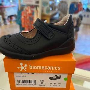 Biomechanics 191110 Girls Black Leather Riptape School Shoe