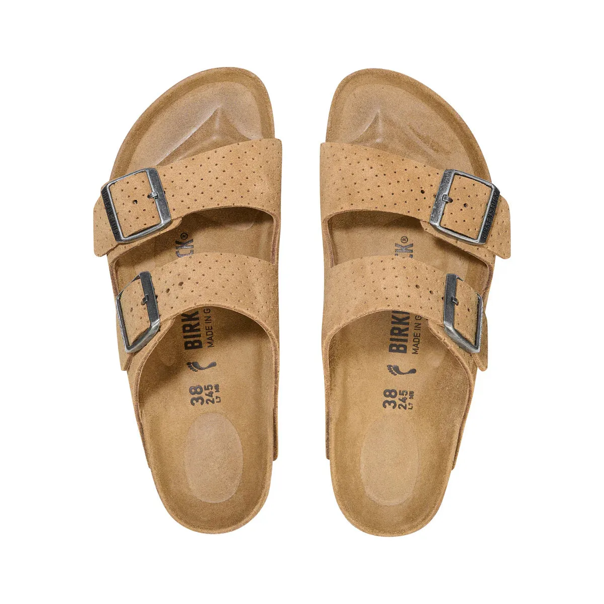Birkenstock Beige Embossed Suede Leather