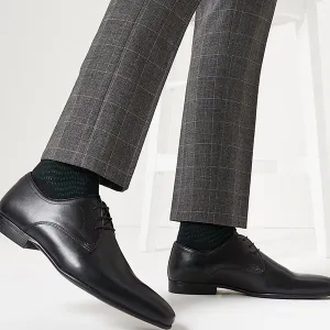 Black Leather Plain Derby Shoes