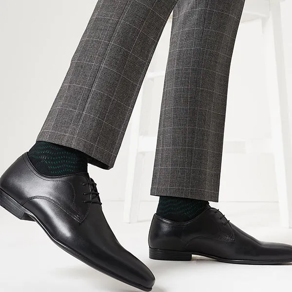 Black Leather Plain Derby Shoes