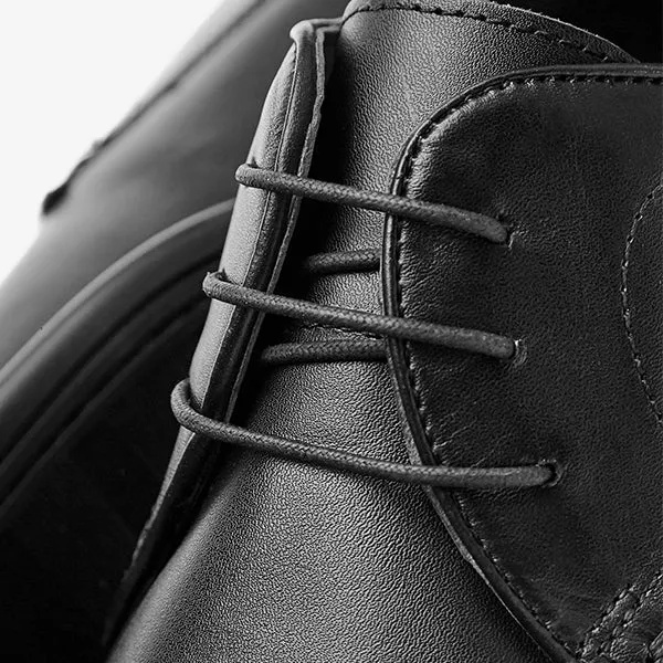 Black Leather Plain Derby Shoes