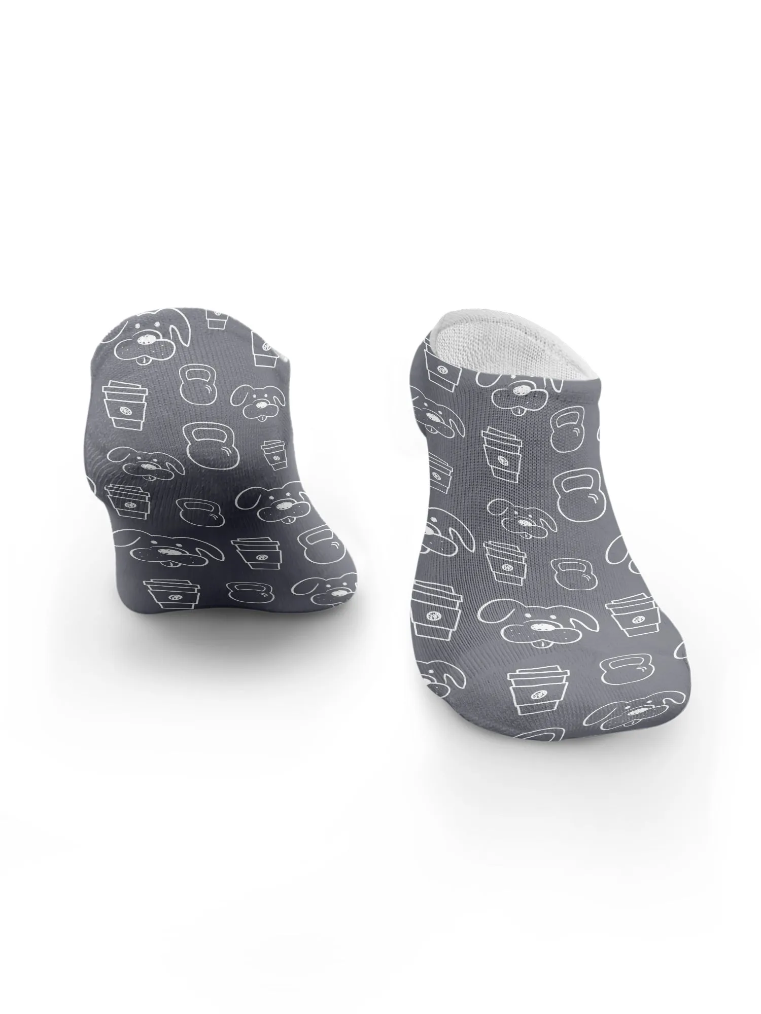 Canines, Coffee & Kettlebells No Show Socks