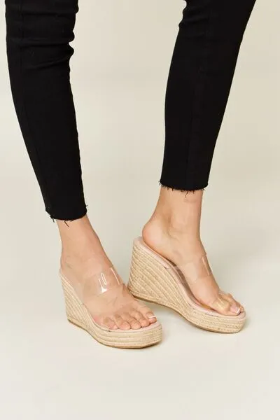 Clear Strap Espadrille Platform Wedge Sandals