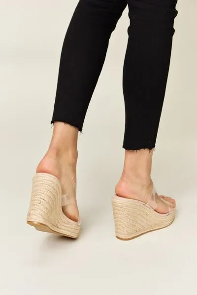 Clear Strap Espadrille Platform Wedge Sandals