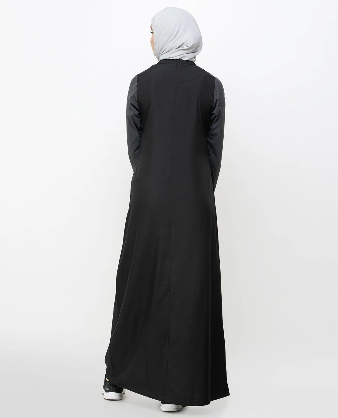 Contrast Sleeve Black Printed Jilbab