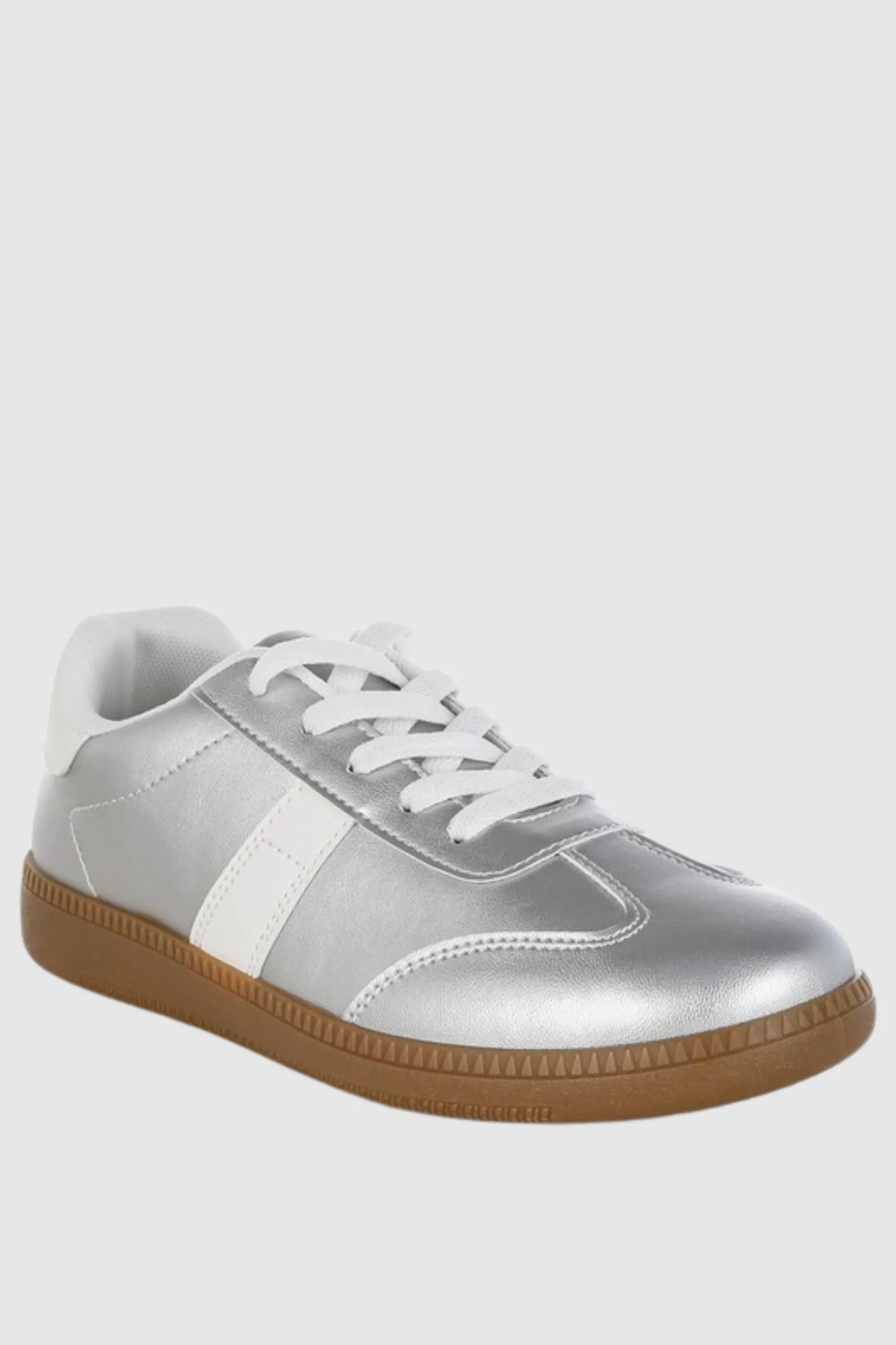 Crossover Lace-Up Metallic Sneaker