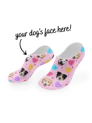 Custom Candy Hearts Pet Face No-Show Socks