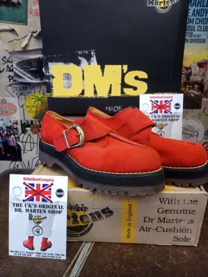 Dr Martens Red Suede Strap Platform Sole Size 8