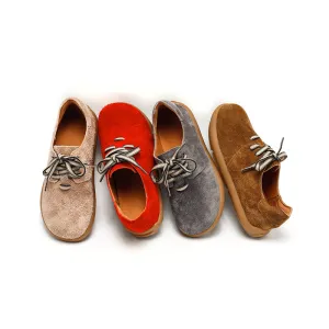 Dwarves Suede Leather Comfortable Lace-Up Oxford Shoes for Women in Pink/Red/Khaki/Grey