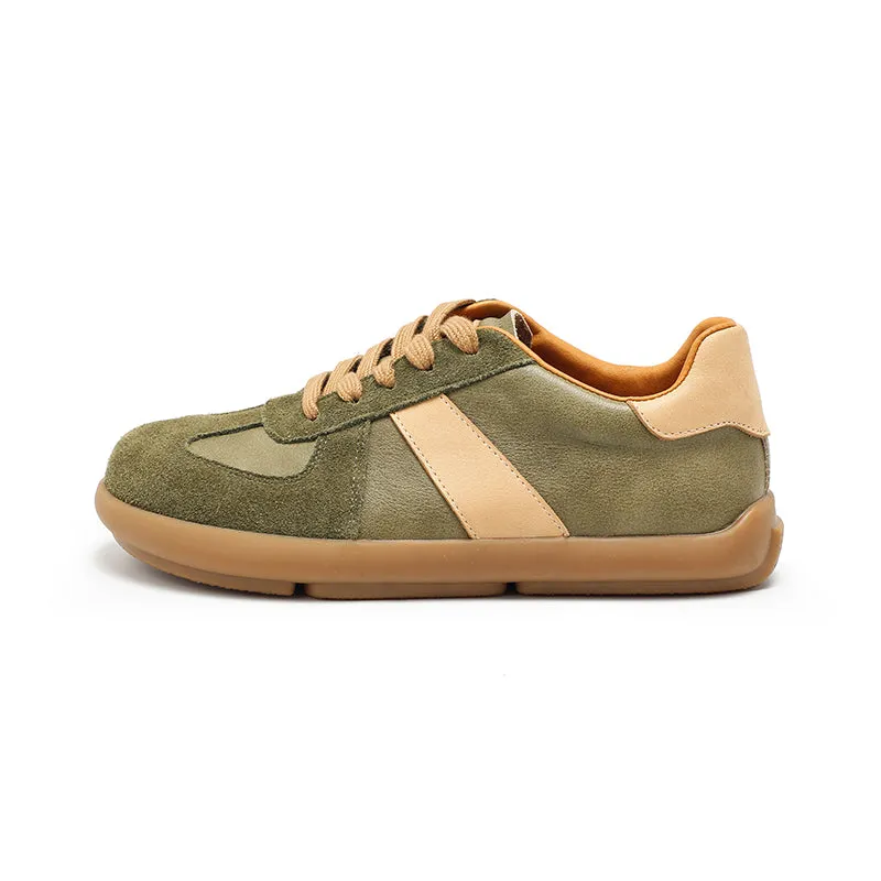 Dwarves Versatile Styles Low-Top Cowhide Sneakers for Women in Light Grey/Green/Black/Khaki