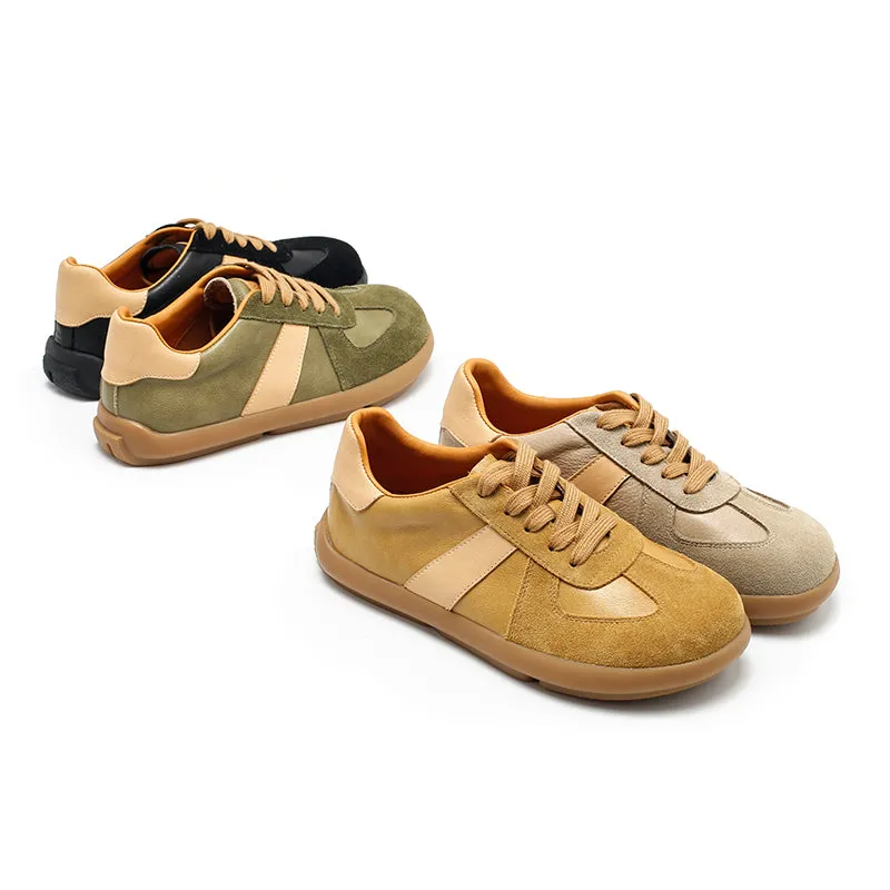 Dwarves Versatile Styles Low-Top Cowhide Sneakers for Women in Light Grey/Green/Black/Khaki