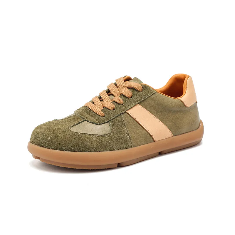 Dwarves Versatile Styles Low-Top Cowhide Sneakers for Women in Light Grey/Green/Black/Khaki