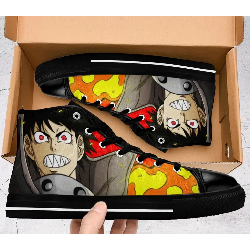 Fire Force Blazing Fire Brigade Shoes High Top Sneakers for Kids and Adults
