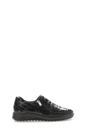 FST Genuine Leather Women's Casual Shoes 972ZA7512 Black Crocodile - Hackensack
