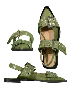 Ganni Feminine Buckle Ballerina Shoes