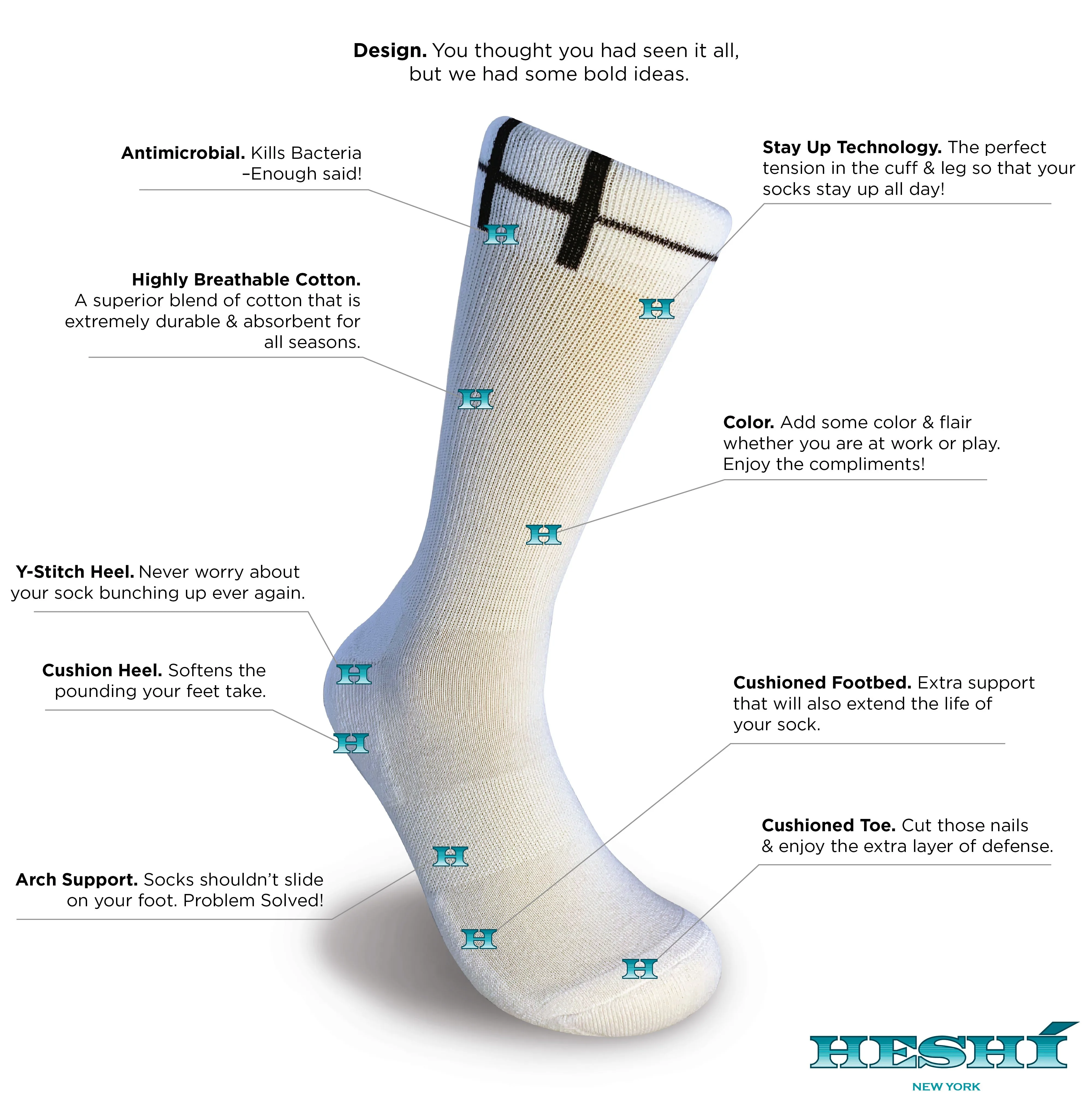 Heshí Basic Crew Sock - White