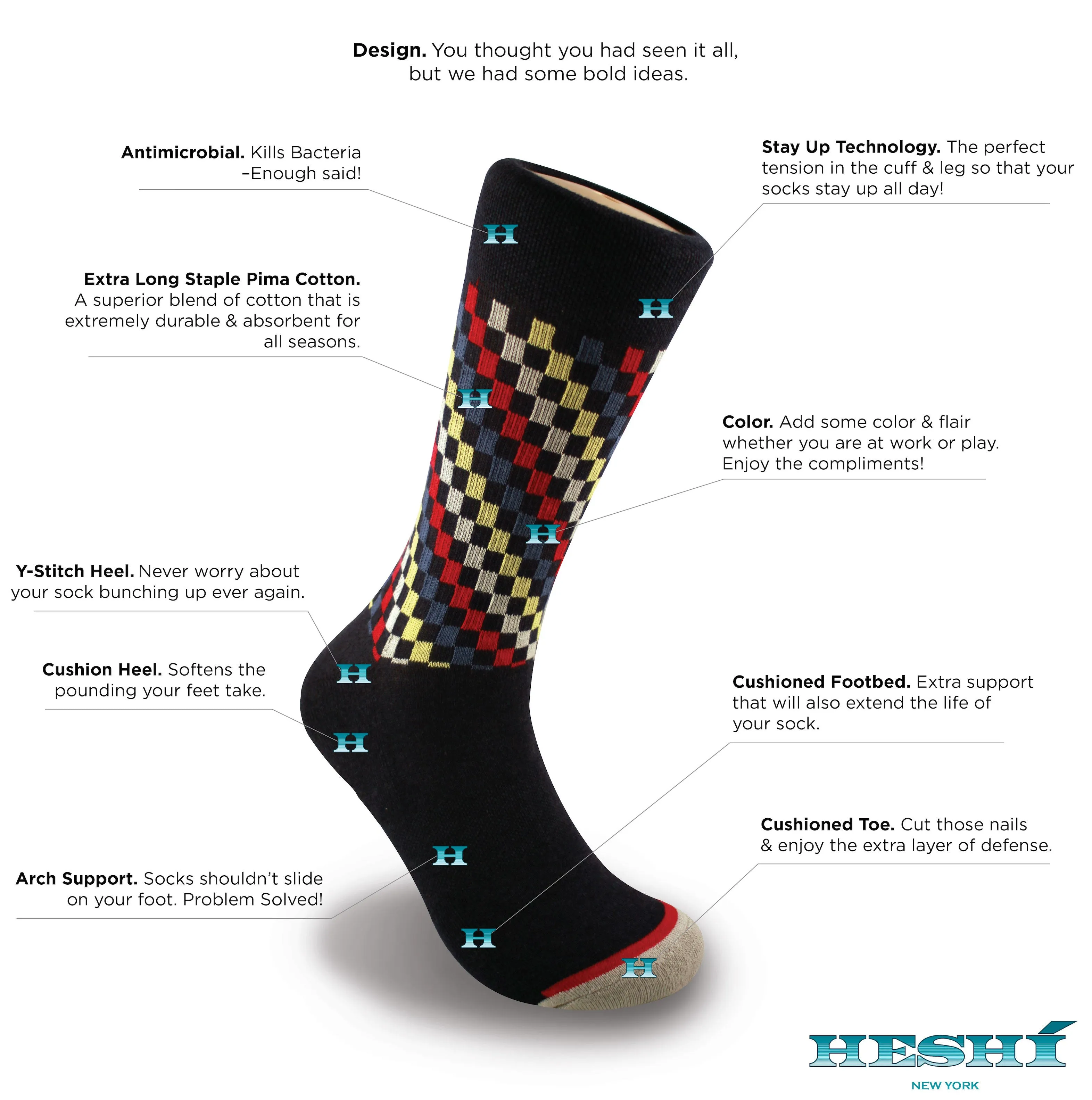 Heshí Fashion Crew Sock - Blue