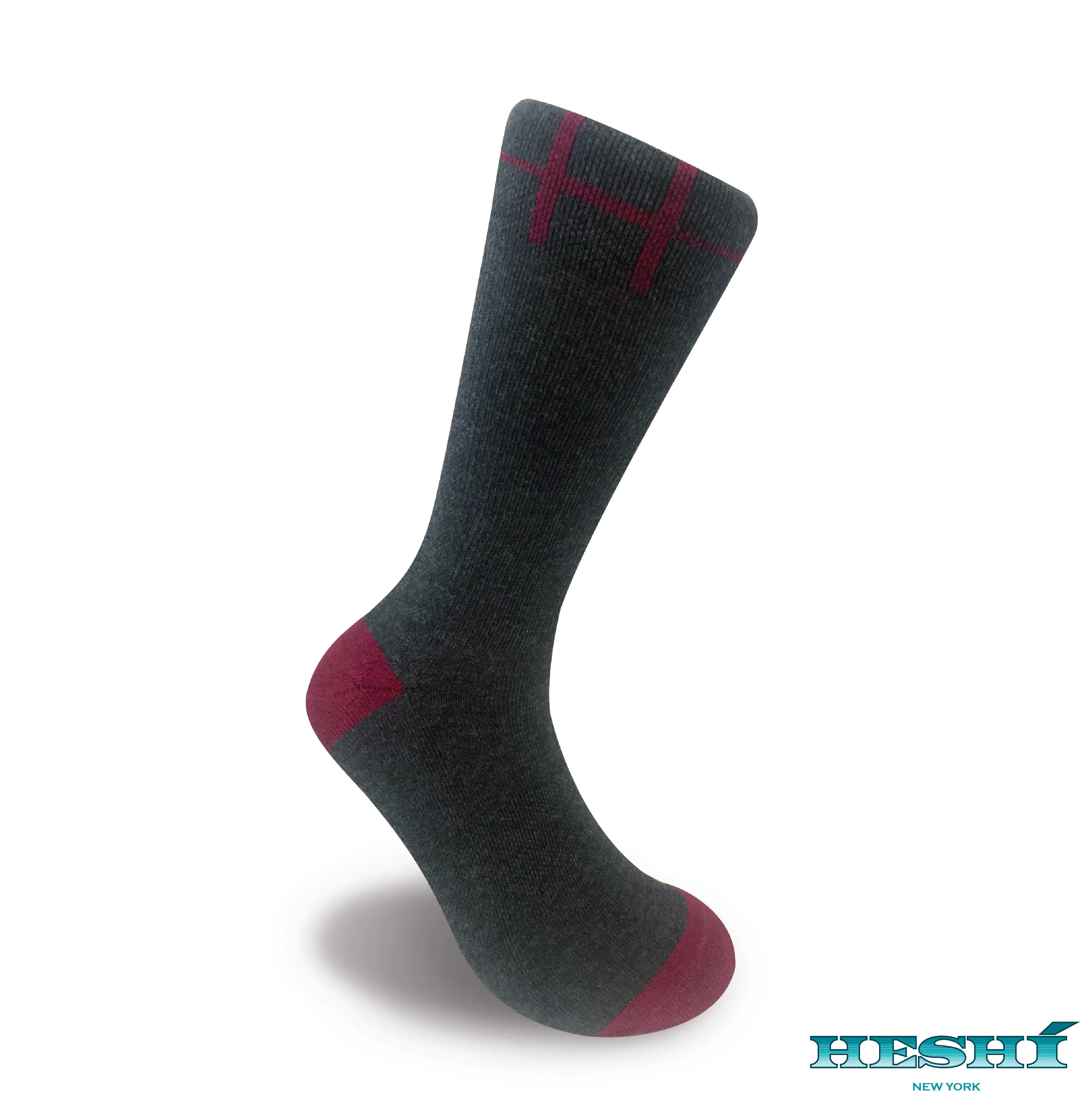 Heshí Heel/Toe Sock - Charcoal / Red