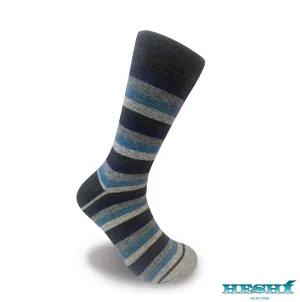 Heshí Medium Stripe Sock - Heather Grey / Blue