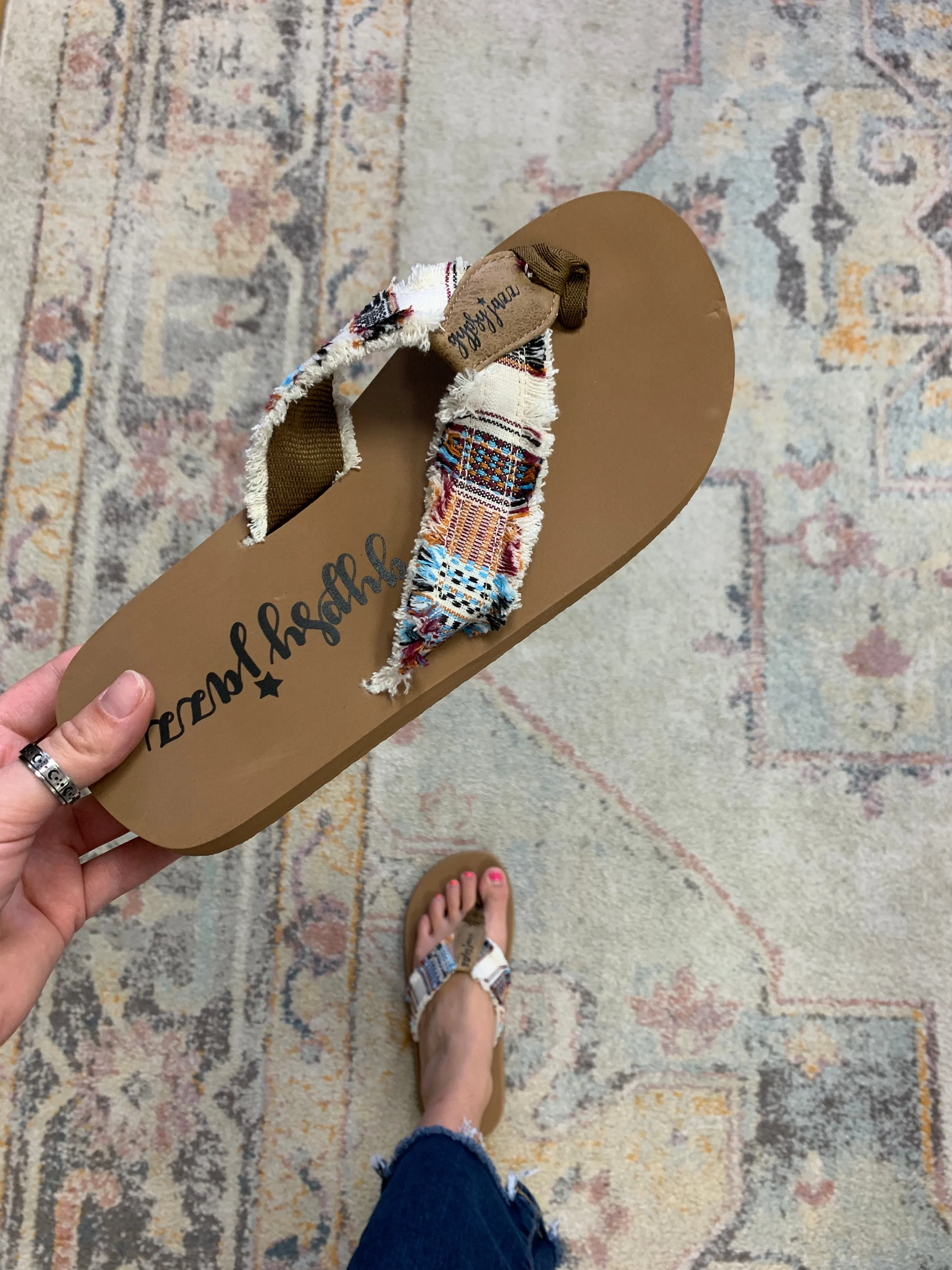 Jazzy Flip Flops - Cream Multi