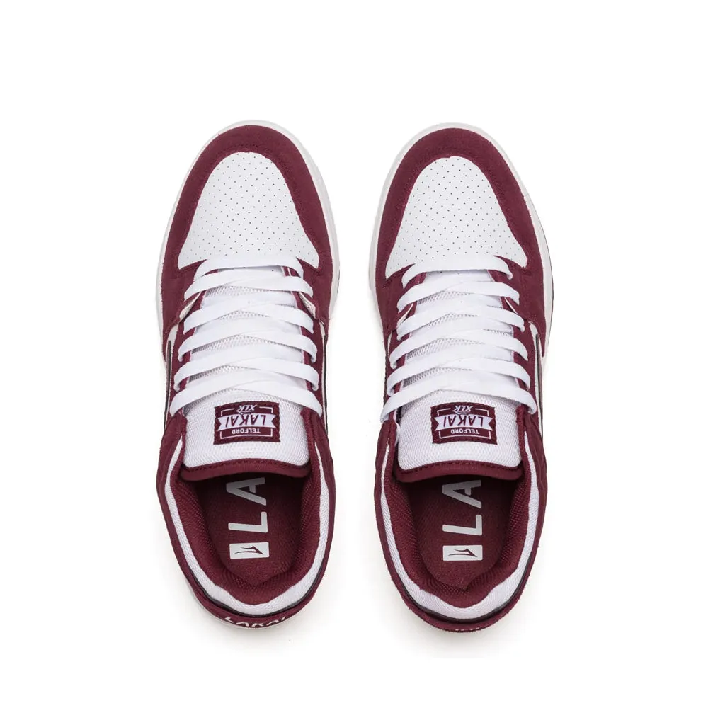 LAKAI TELFORD LOW // BURGUNDY/WHITE SUEDE
