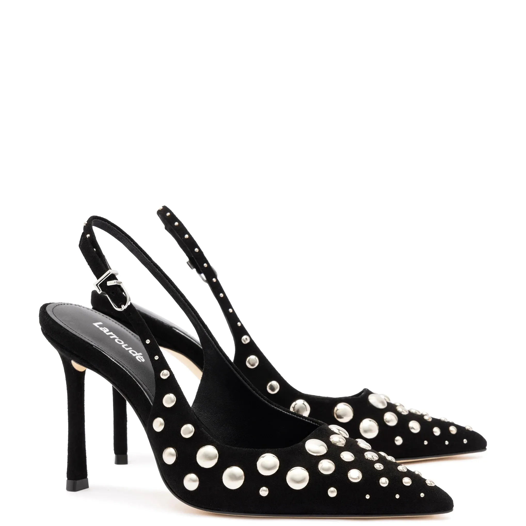 Larroude Kaitlan Studs Pump In Black Suede
