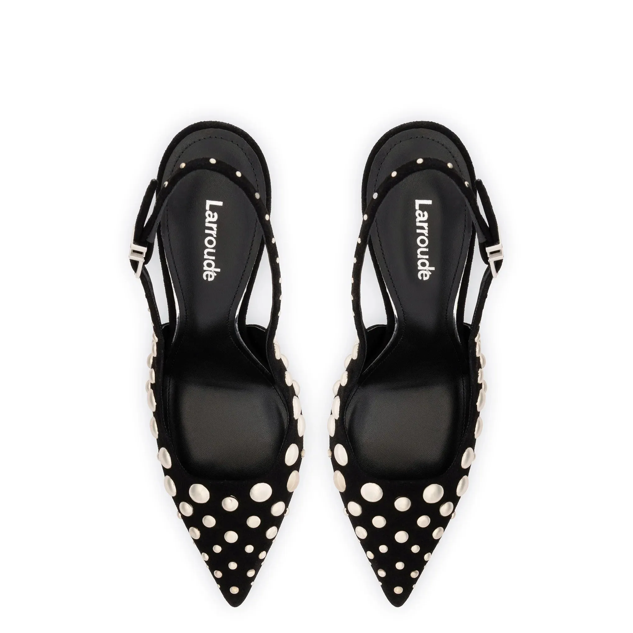 Larroude Kaitlan Studs Pump In Black Suede