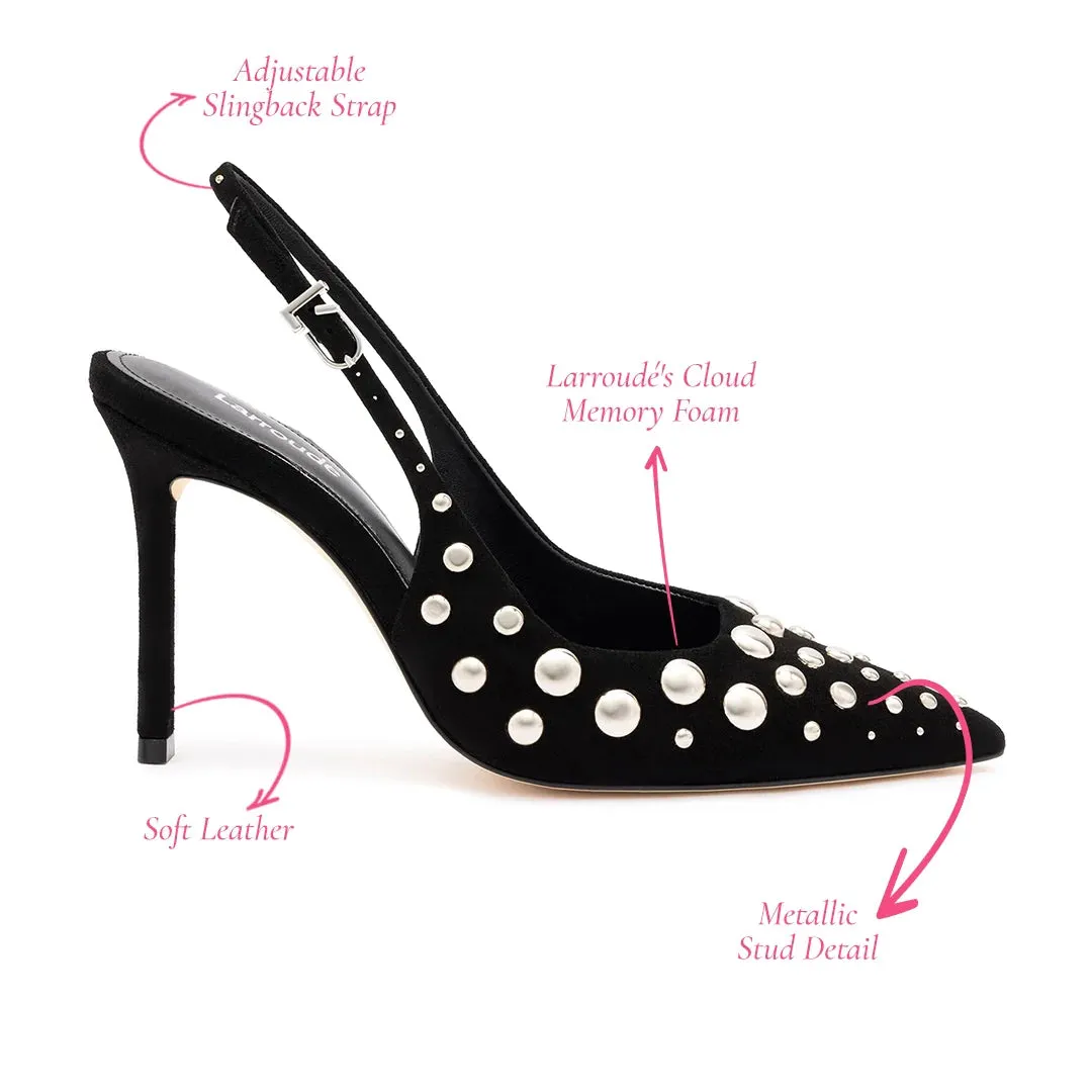 Larroude Kaitlan Studs Pump In Black Suede