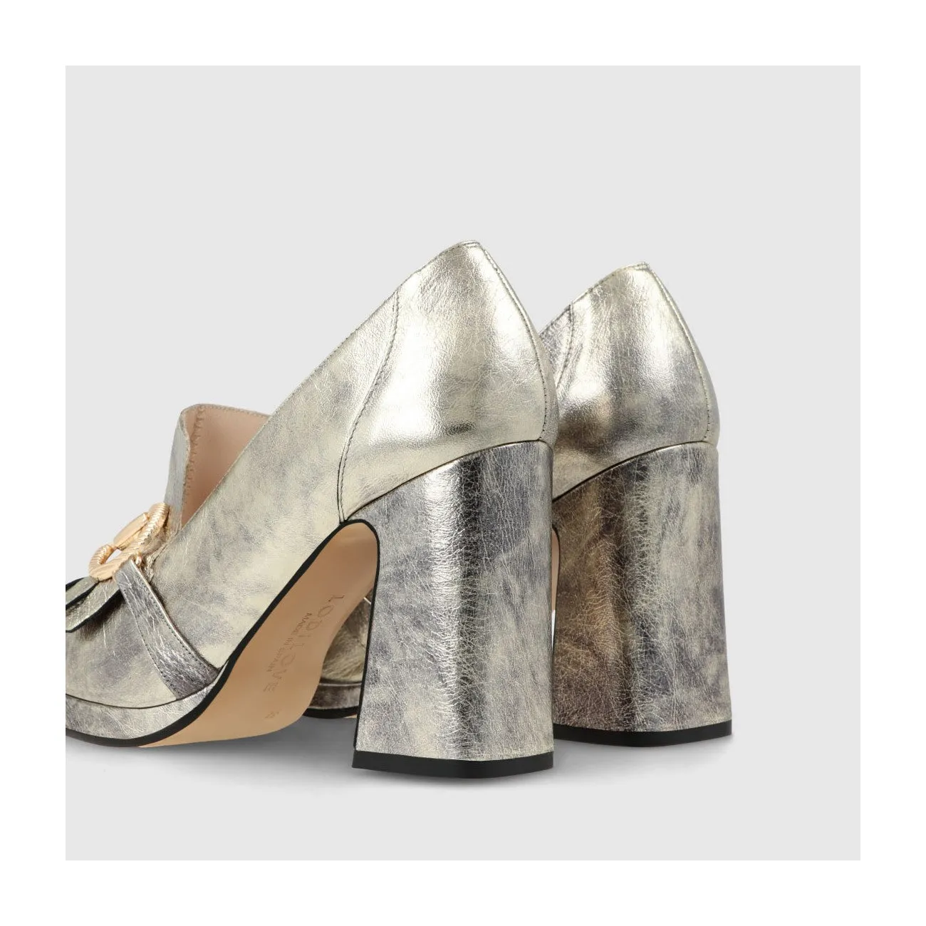 LODI LOVE Metallic Silver Loafers