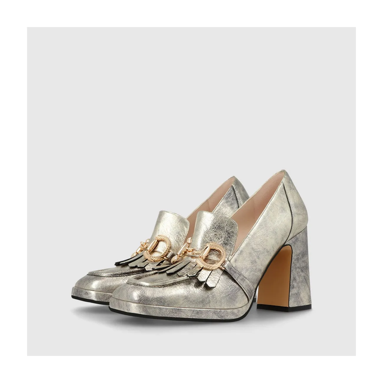 LODI LOVE Metallic Silver Loafers