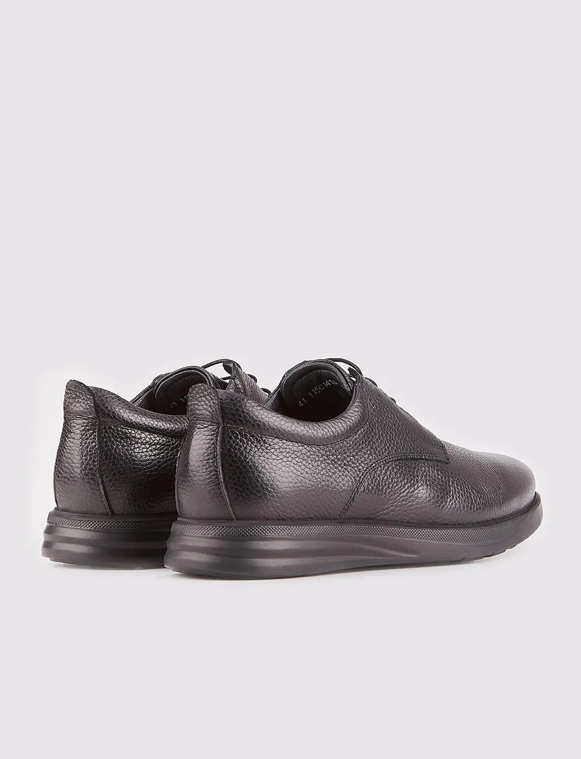 Men Black Genuine Leather Nubuck Lace-Up Casual Shoes