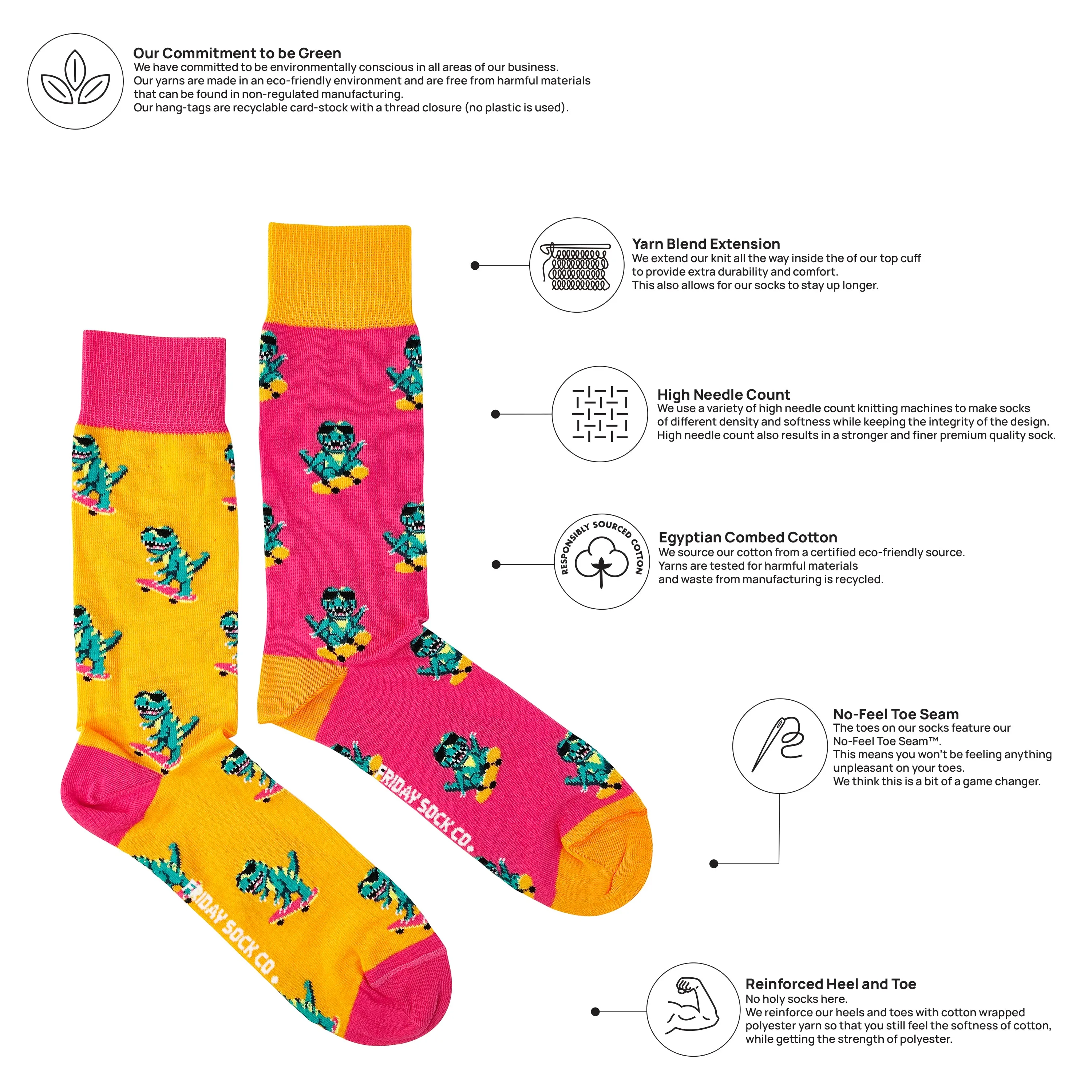 Men's Dinos on Skateboards Socks