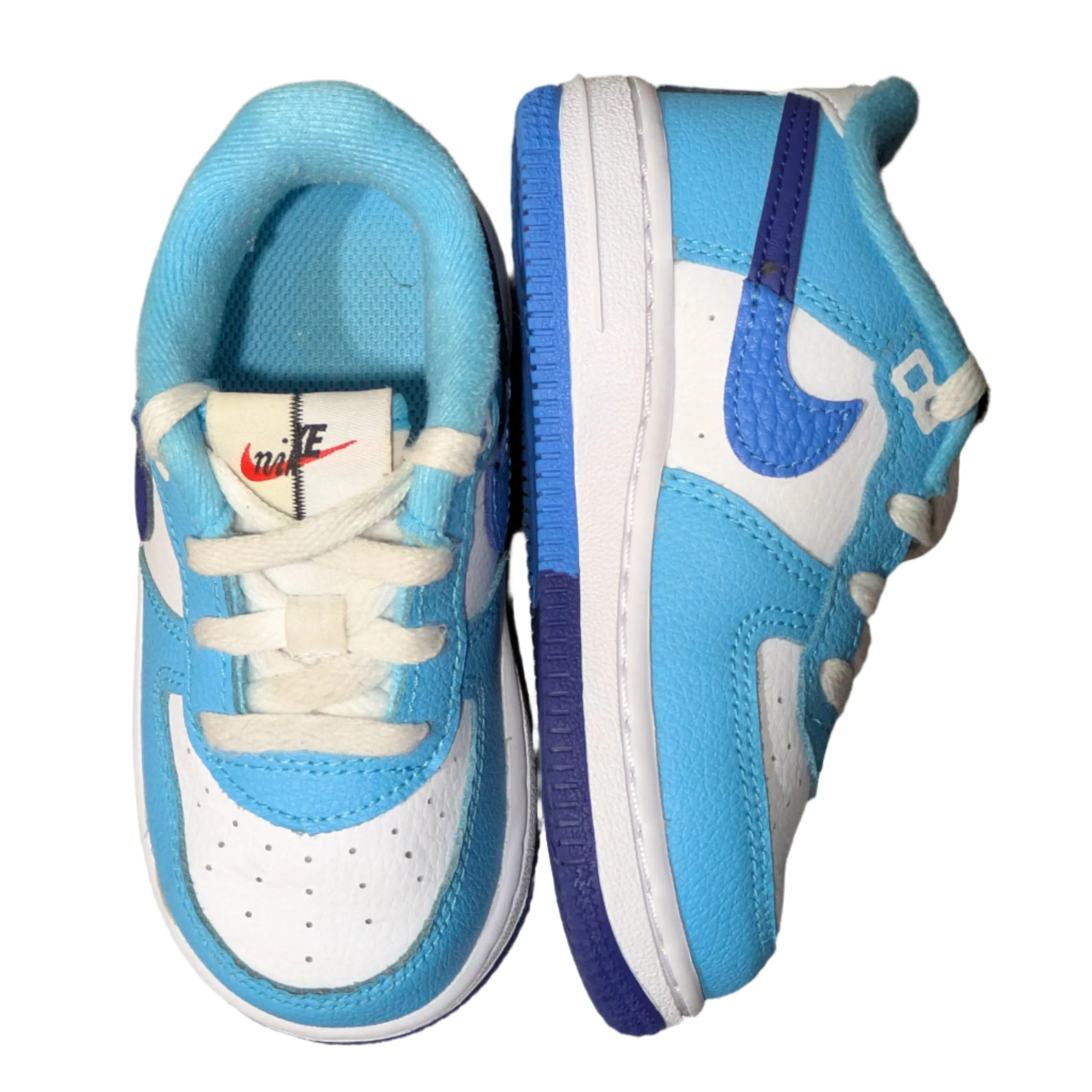 Nike DX2165-100 Baby Boy’s Force 1 LV8 2 Infant/Toddler Sneakers – White/Light Photo Blue