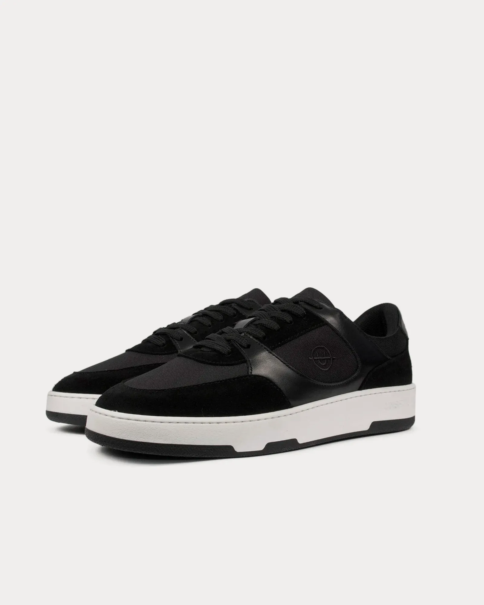 Noirmont Suede & Leather Black Low Top Sneakers