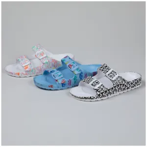 Paw Print Double Buckle Slide Sandals