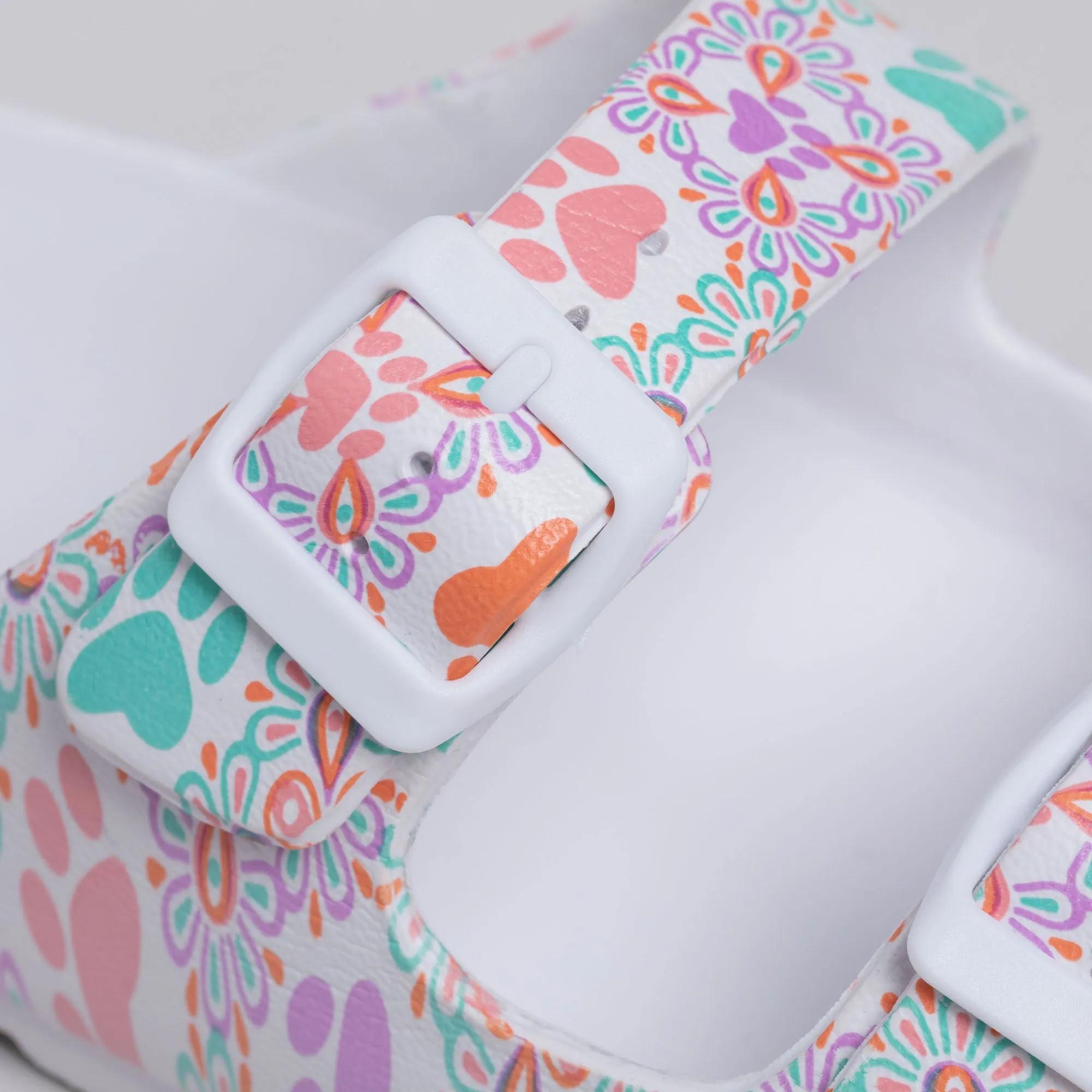 Paw Print Double Buckle Slide Sandals