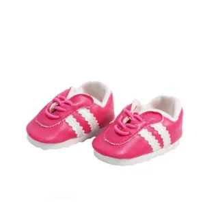 Pink and White Sporty Sneakers for 18-inch dolls