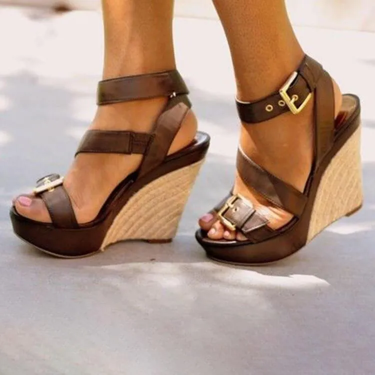 Platform Wedge Espadrille trap Sandals