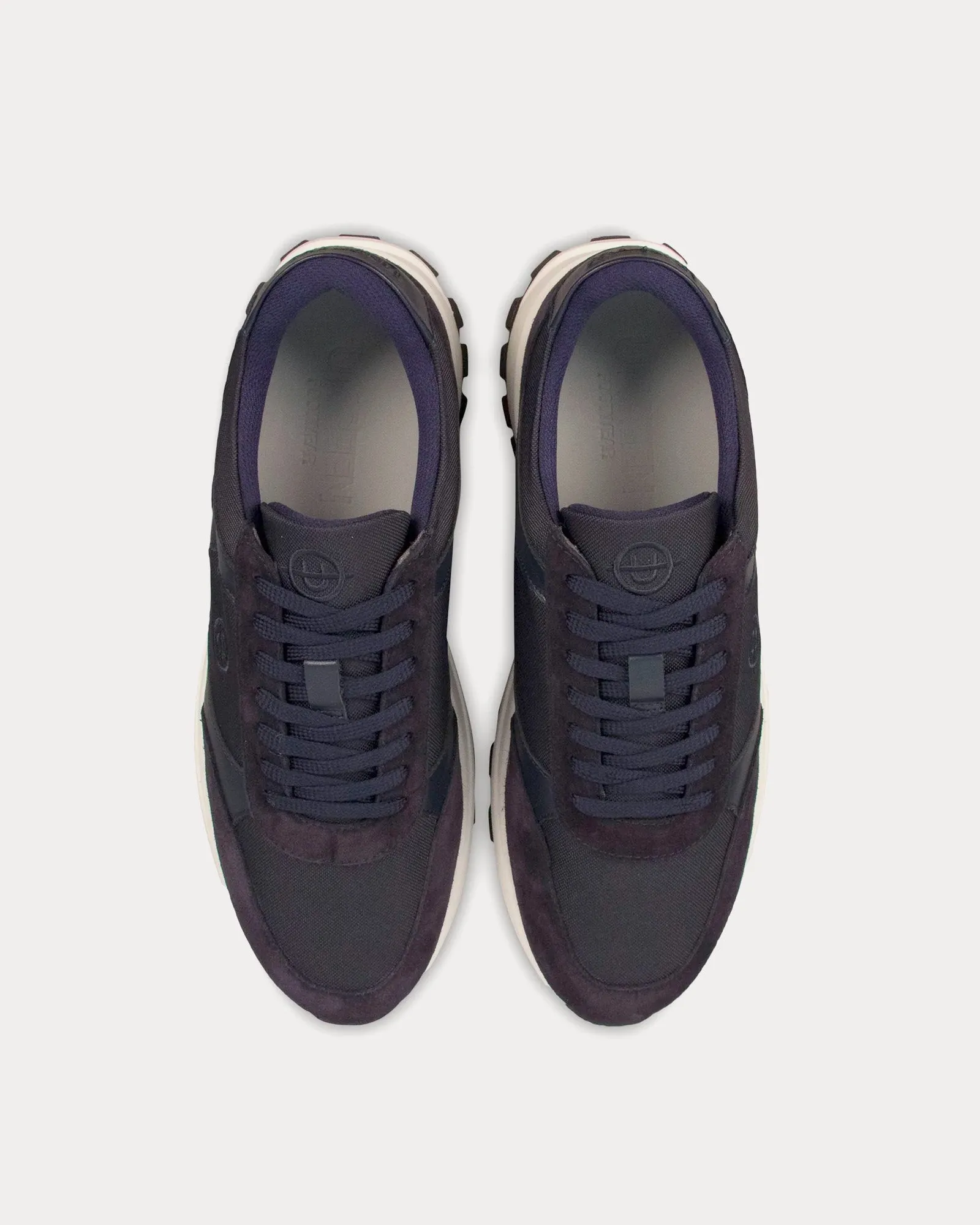 Plemont Leather & Suede Navy / White Low Top Sneakers