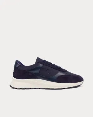 Plemont Leather & Suede Navy / White Low Top Sneakers