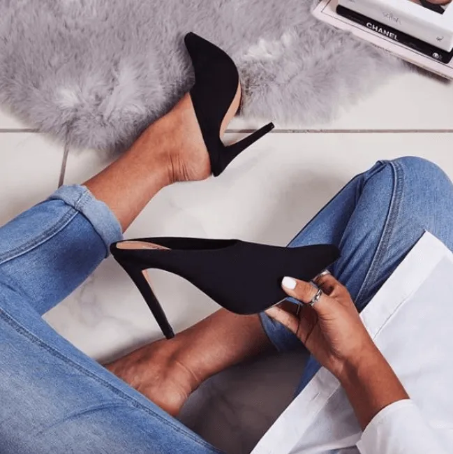 Point Toe Stretch Stiletto Heel Mule Pumps