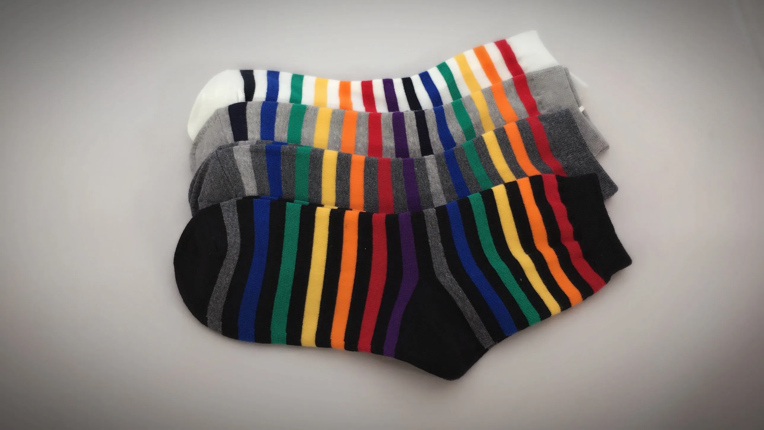 Rainbow, 4 Pairs Cute Colorful Women Crew Socks