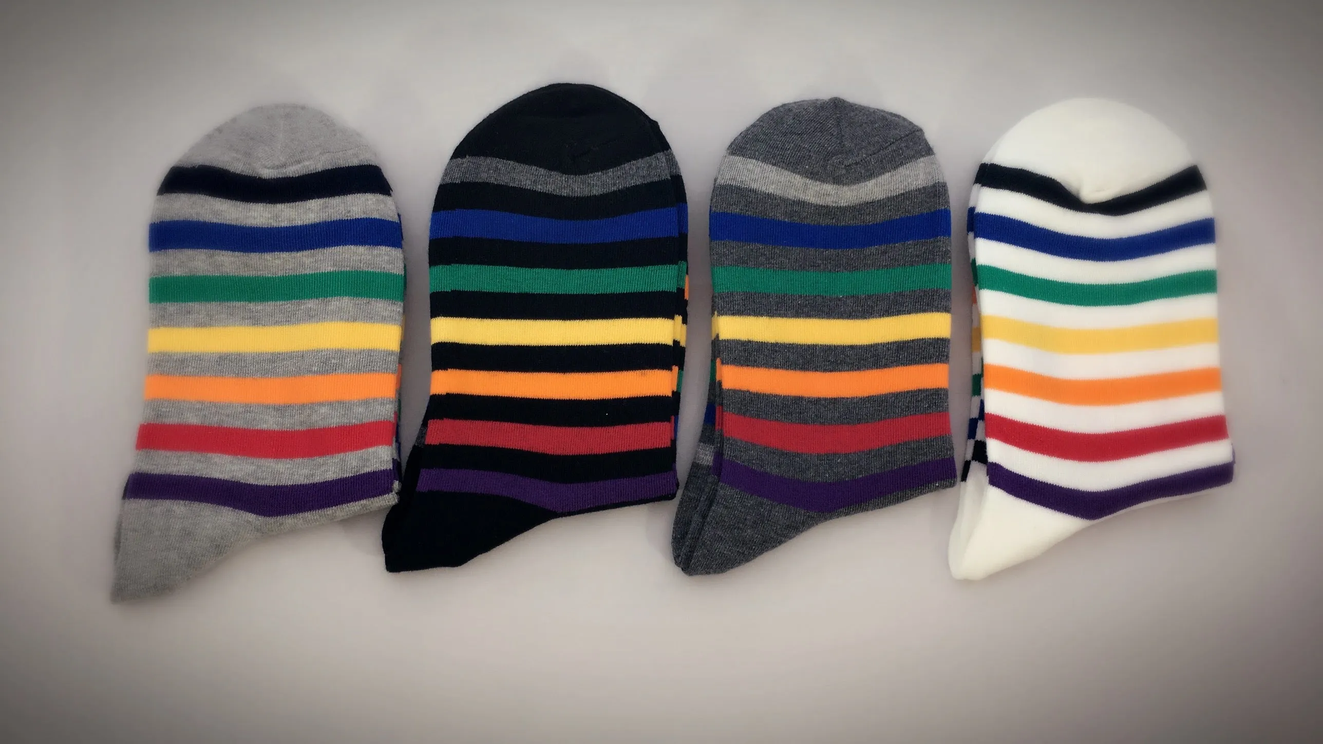 Rainbow, 4 Pairs Cute Colorful Women Crew Socks