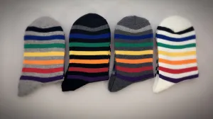 Rainbow, 4 Pairs Cute Colorful Women Crew Socks
