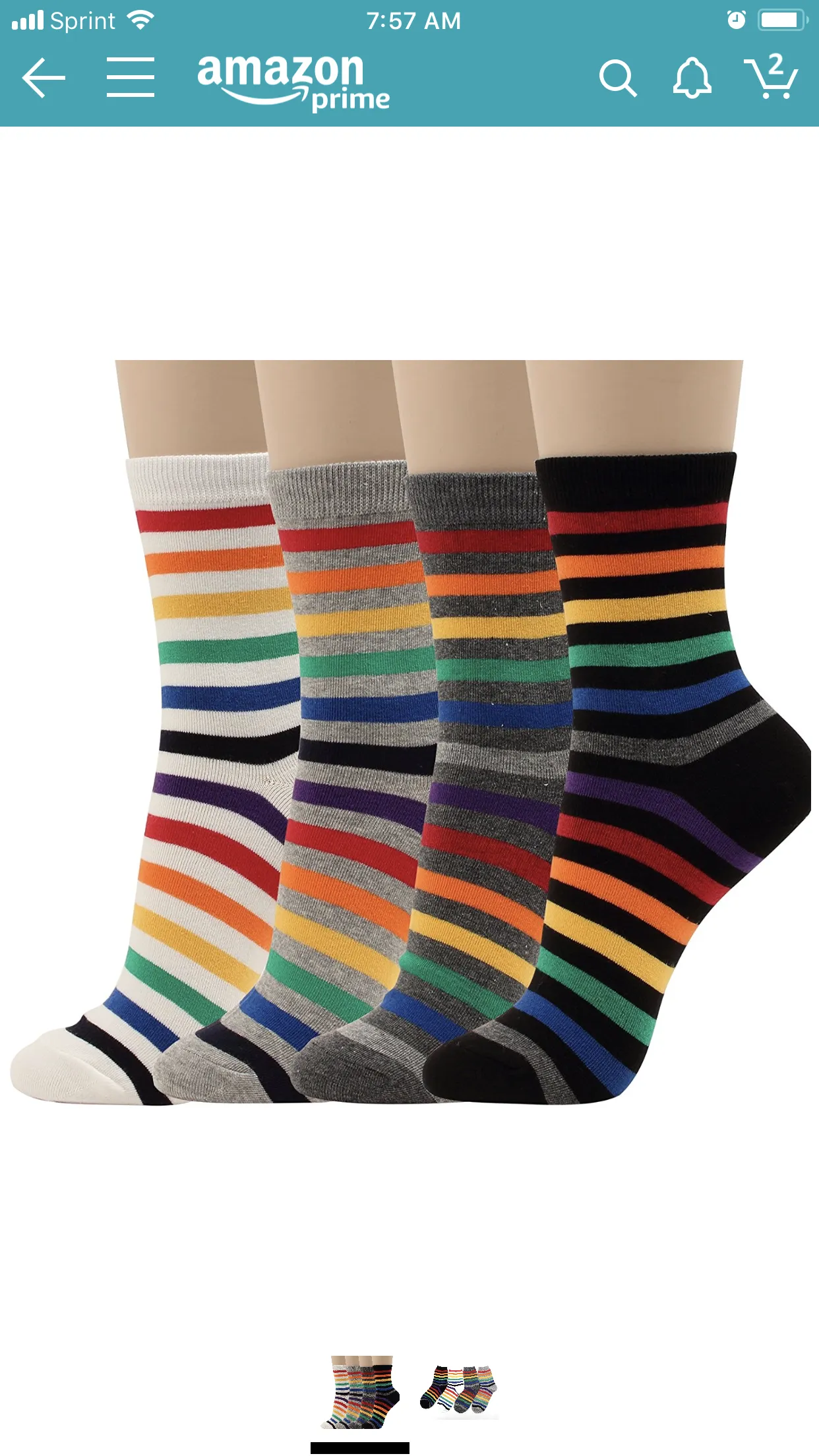 Rainbow, 4 Pairs Cute Colorful Women Crew Socks